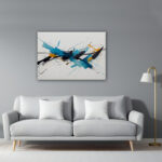 Quadro Abstrato Autoral INK Traços Azul 1