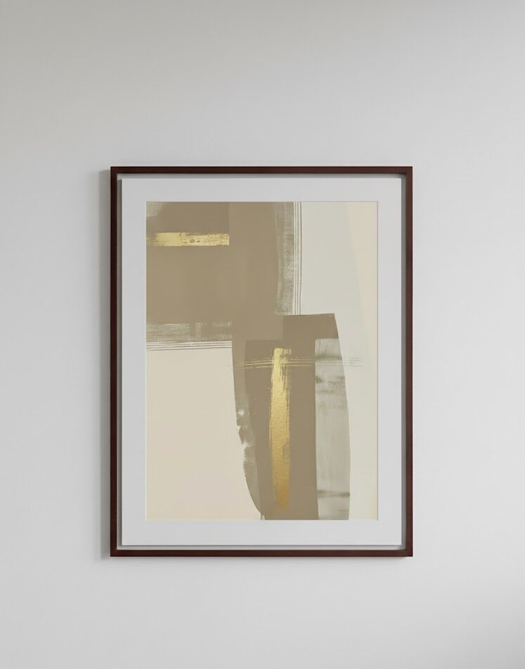 Abstrato dourado 1 Abstrato, neutros de bege, detalhe em dourado - Imagem 1