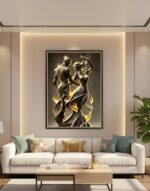 Quadro Casal Dançando Preto e Dourado