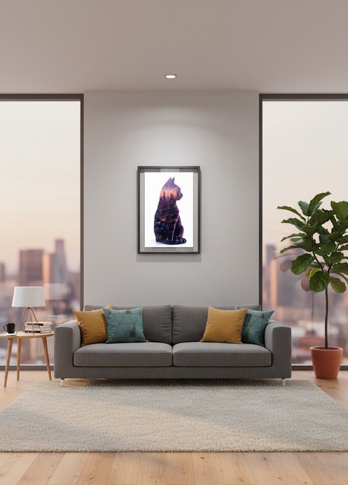 Gato cidade 2 Quadro Animais Gato Cidade - Imagem 1