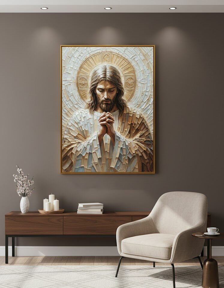 Jesus Cristo Mosaico 3 Jesus Cristo em Oração, Textura Relevo - Imagem 1