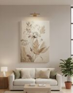 Natureza Abstrata Floral Suaves de Bege, Marrom Claro e Branco Creme 1