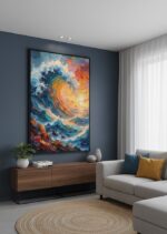 Quadro Abstrato, Onda Gigante Quebrando Perto da Costa