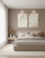 Kit Quadro Natureza Autoral Folhas Abstrato Tons Dourado - Imagem 5