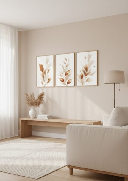 Kit Quadro Natureza Autoral Aquarelado Tons Marrom