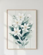 Quadro Lançamento Natureza Flores Cloud Dancer com Folha Verde 2 - Imagem 3