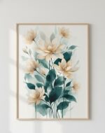 Quadro Lançamento Natureza Floral Bege e Cloud Dancer - Imagem 3