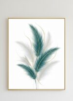 Quadro Lançamento Natureza Folhas Contemporâneas Cloud Dancer e Verde - Imagem 3