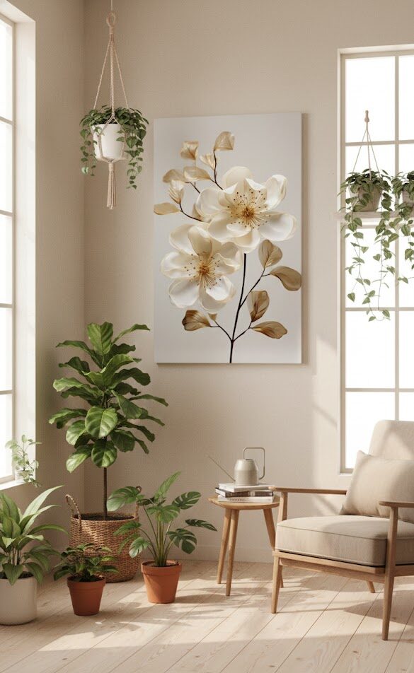 Flores Off White 1 Quadro Natureza Flores OFF White - Imagem 1