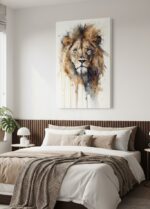 Quadro Animais Leão Aquarela