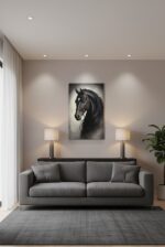 Quadro Animais Cavalo Negro em Close
