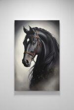 Quadro Animais Cavalo Negro em Close - Imagem 2