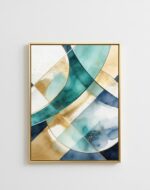 KIT 2 Quadro Lançamentos Abstrato Geométrico Verde e Dourado - Imagem 4