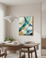 KIT 2 Quadro Lançamentos Abstrato Geométrico Verde e Dourado - Imagem 3