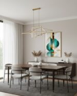 KIT 2 Quadro Lançamentos Abstrato Geométrico Verde e Dourado - Imagem 6