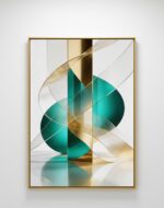 KIT 2 Quadro Lançamentos Abstrato Geométrico Verde e Dourado - Imagem 5