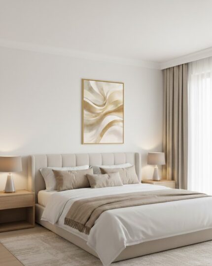 Quadro Lançamentos Abstrato Tecido Bege