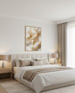 KIT 2 Quadro Lançamentos Abstrato Tecido Bege - Imagem 4