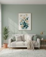 Quadro Lançamento Natureza Floral Bege e Cloud Dancer