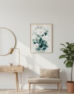 Quadro Lançamento Natureza Flores Cloud Dancer com Folha Verde