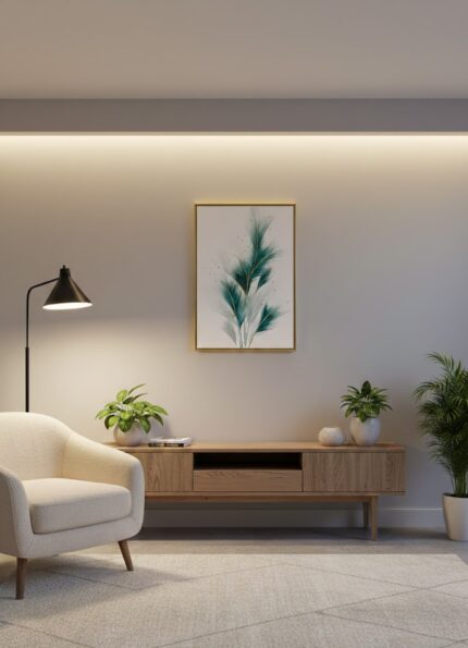 Quadro Natureza Folhas Verdes Com Dourado 3