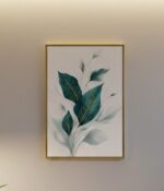 Quadro Natureza Folhas Verdes Com Dourado 2 - Imagem 2