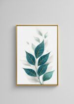 Quadro Natureza Folhas Verdes Com Dourado - Imagem 2