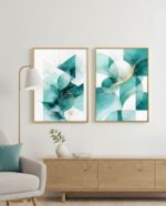 KIT 2 Quadro Abstrata Contemporânea Verde