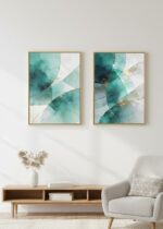 KIT 2 Quadro Abstrato Aquarelo Verde