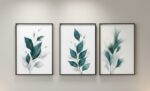 KIT 3 Quadro Folhas Verdes Com Dourado - Imagem 6