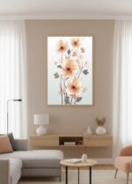 Quadro Natureza Flores Estilo Linha, Abstrata 1