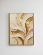 Quadro Lançamentos Abstrata Fluida Creme Dourado - Imagem 3