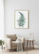 Quadro Lançamento Natureza Folha de Samambaia Cloud Dancer e Verde