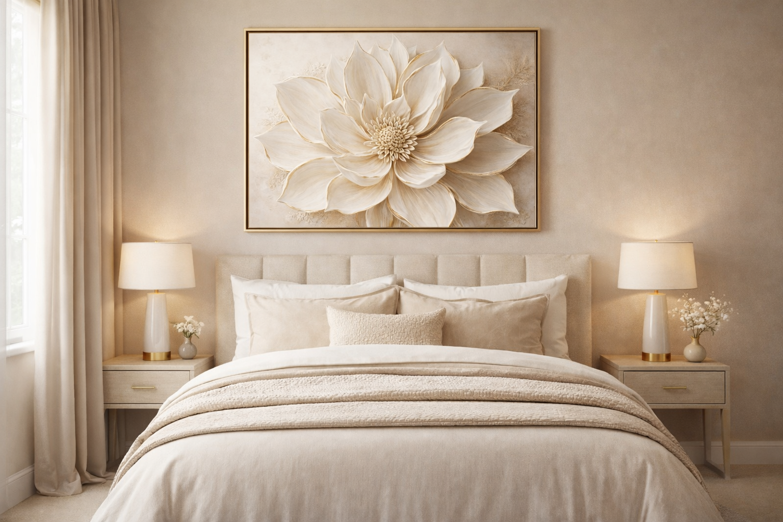 Dália Branca B Quadro Natureza Dália Branca Horizontal - Imagem 1