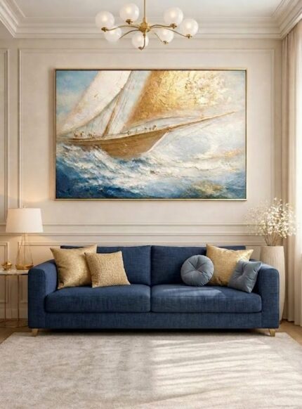 Abstrata, Expressionismo, Marítimo, Dourado e Azul