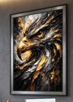 Quadro Animais Águia, Preto com Dourado - Imagem 3