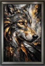 Quadro Animais Lobo, Preto com Dourado - Imagem 3