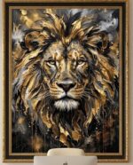 Quadro Animais Leão, Preto com Dourado - Imagem 3